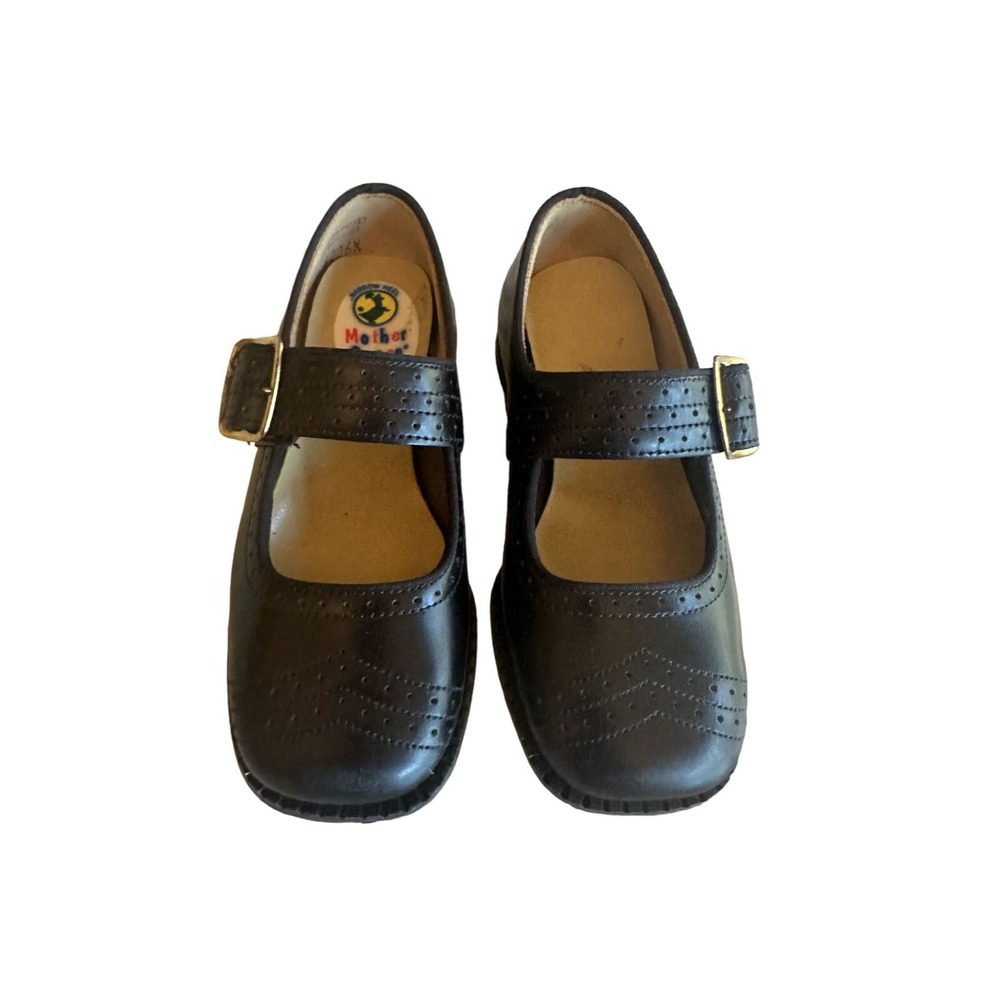 Vintage Mother Goose Shoes Black‎ Leather Mary Janes Size 6 Original Box